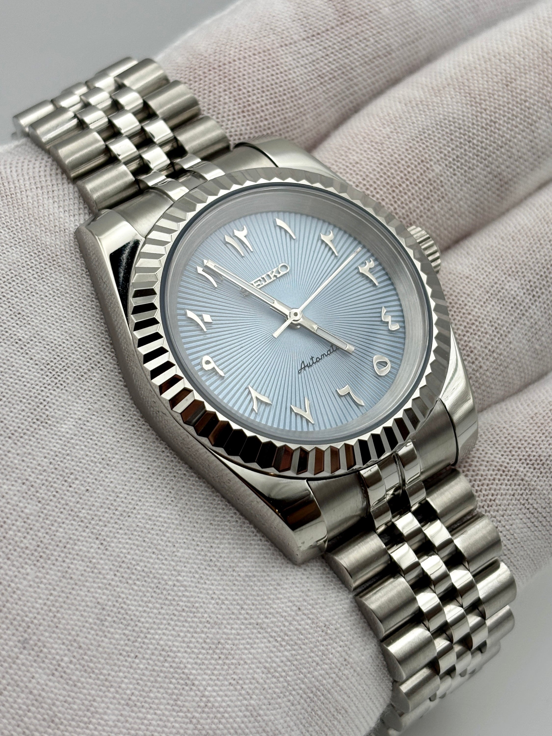 Date Just Arabic Dial Bleu Clair