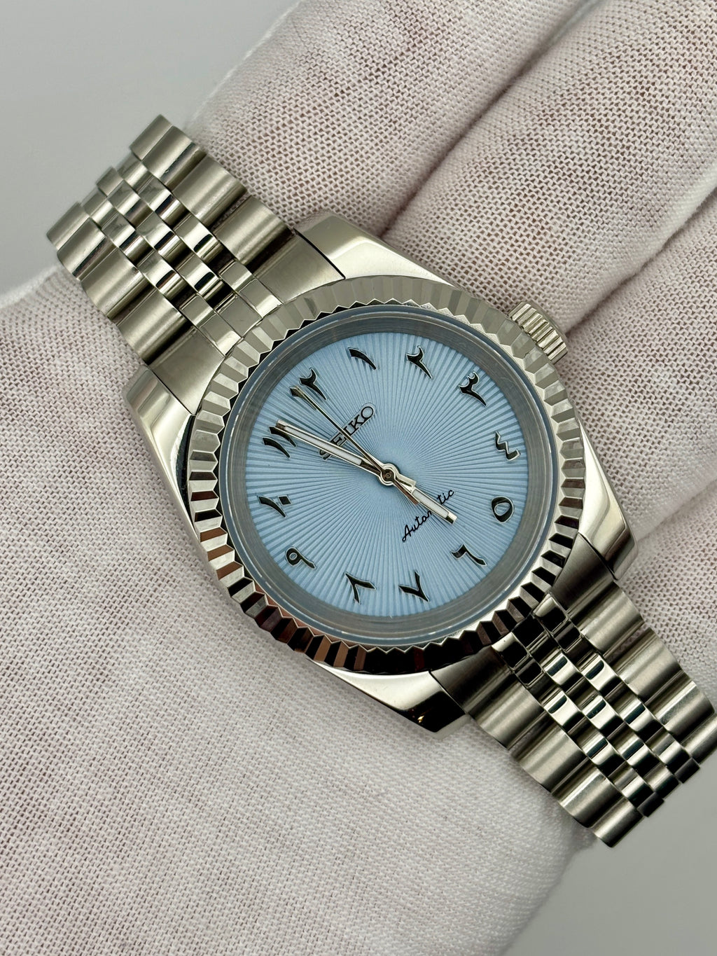Date Just Arabic Dial Bleu Clair