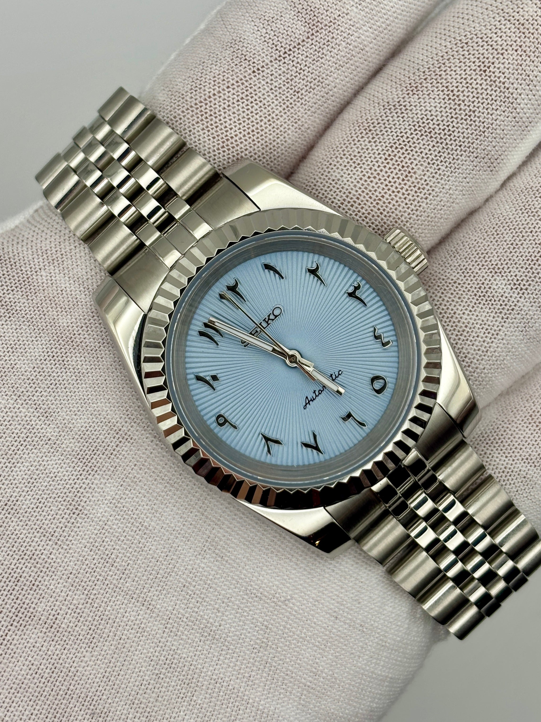 Date Just Arabic Dial Bleu Clair