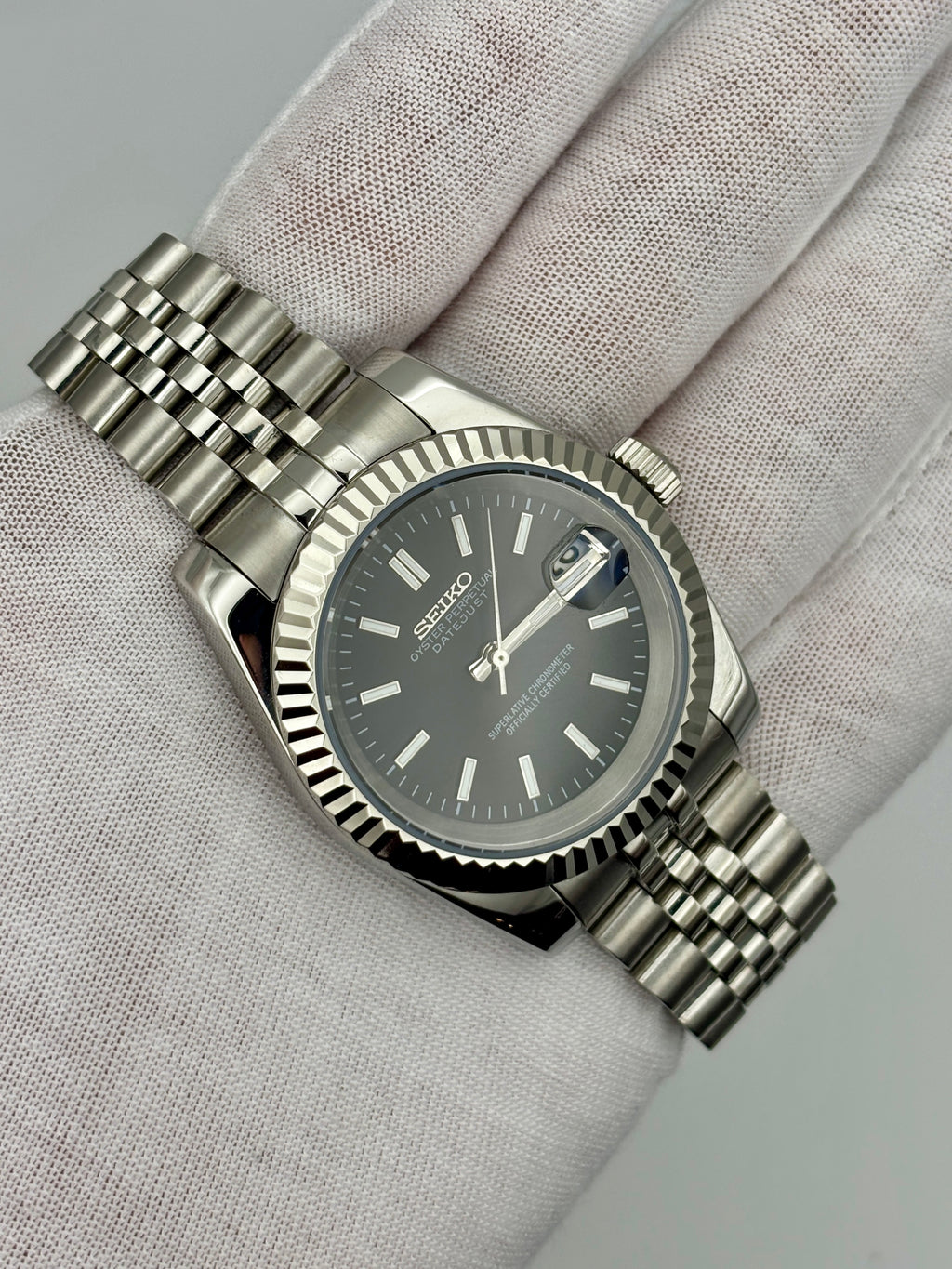 Date Just Stick Dial Noir Fluted