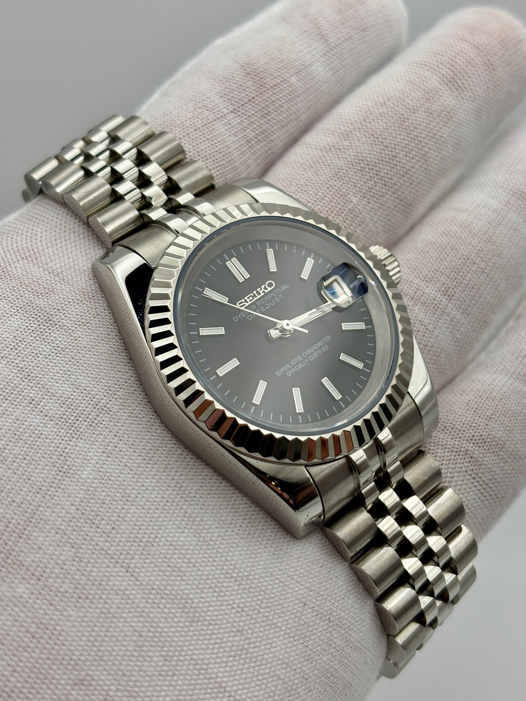 Date Just Stick Dial Noir Fluted