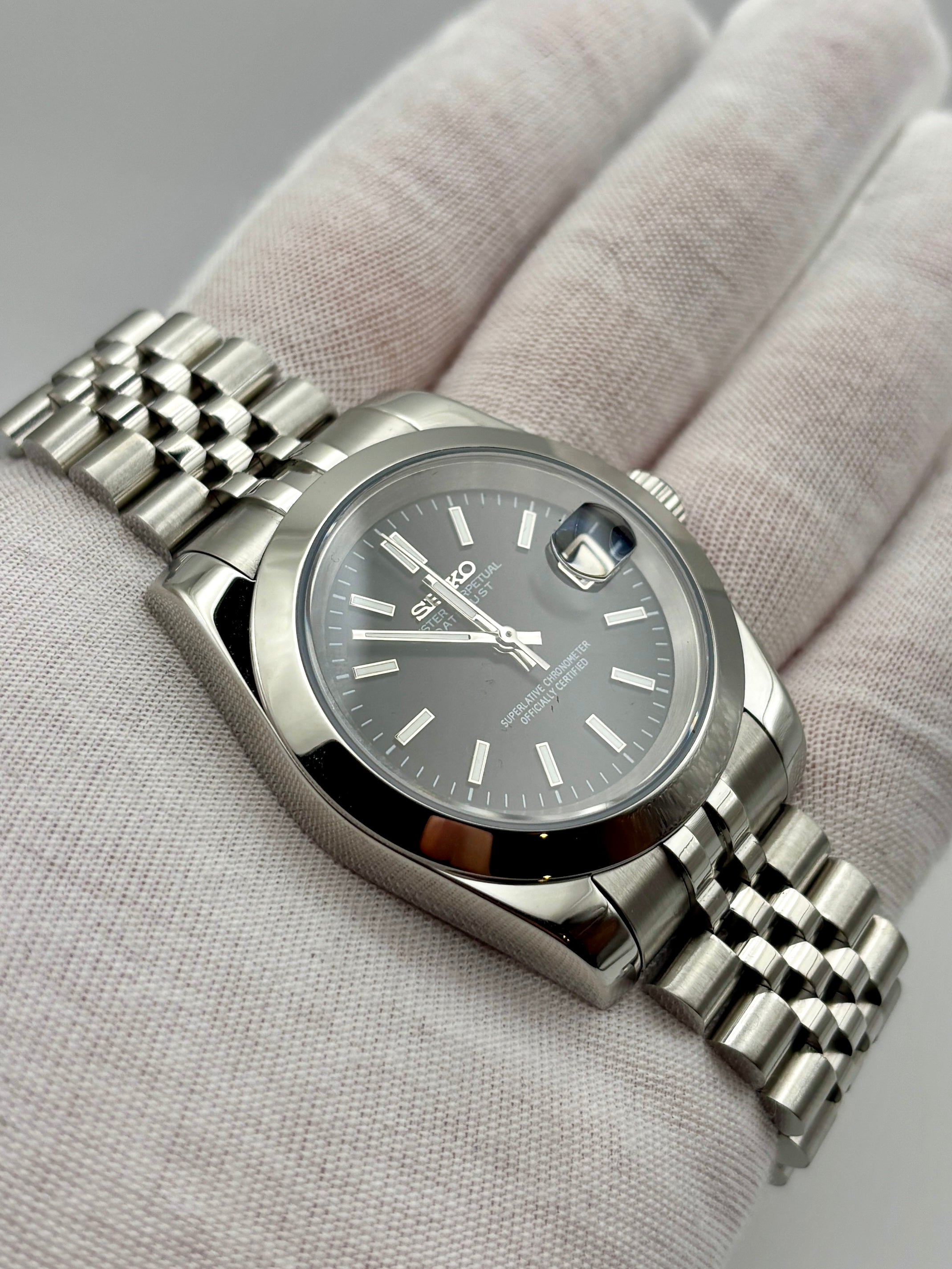 Date Just Stick Dial Noir Smooth