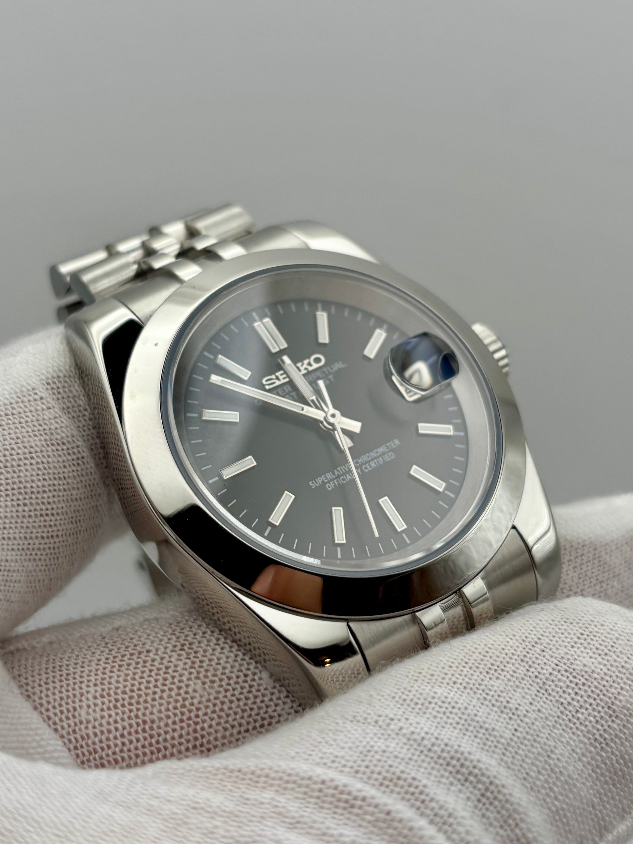 Date Just Stick Dial Noir Smooth