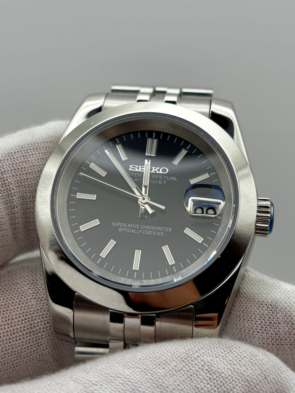 Date Just Stick Dial Noir Smooth