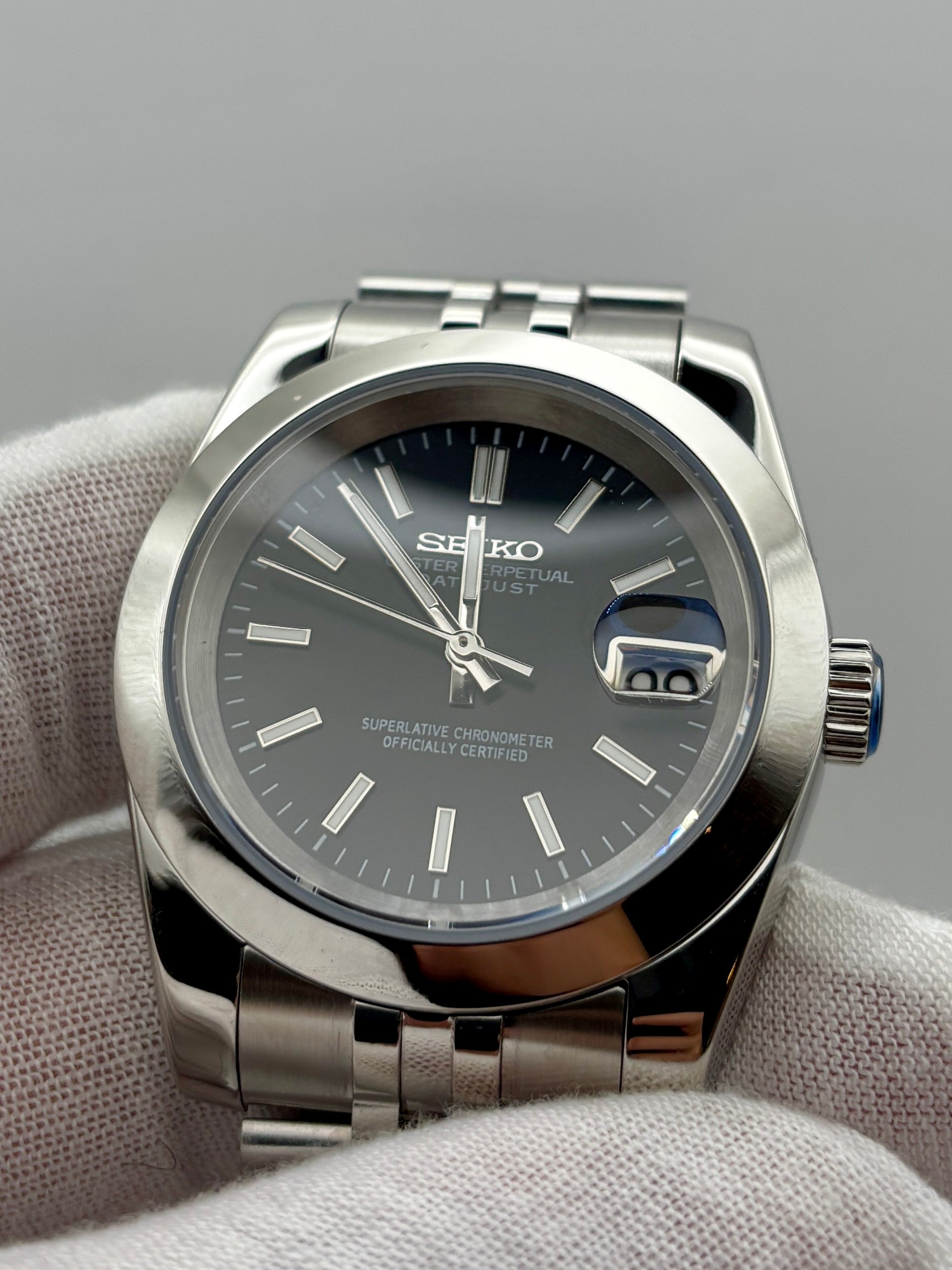 Date Just Stick Dial Noir Smooth