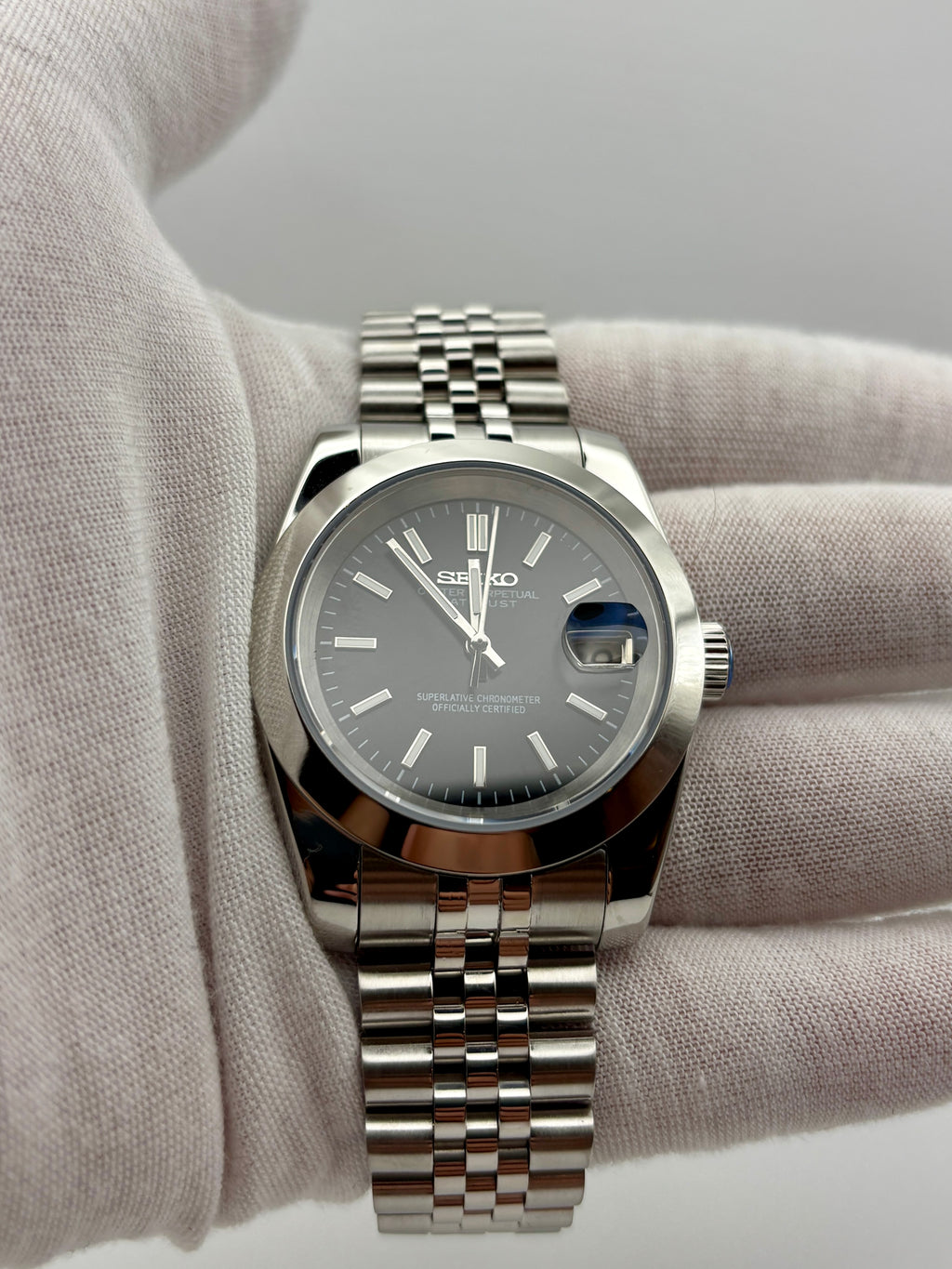 Date Just Stick Dial Noir Smooth