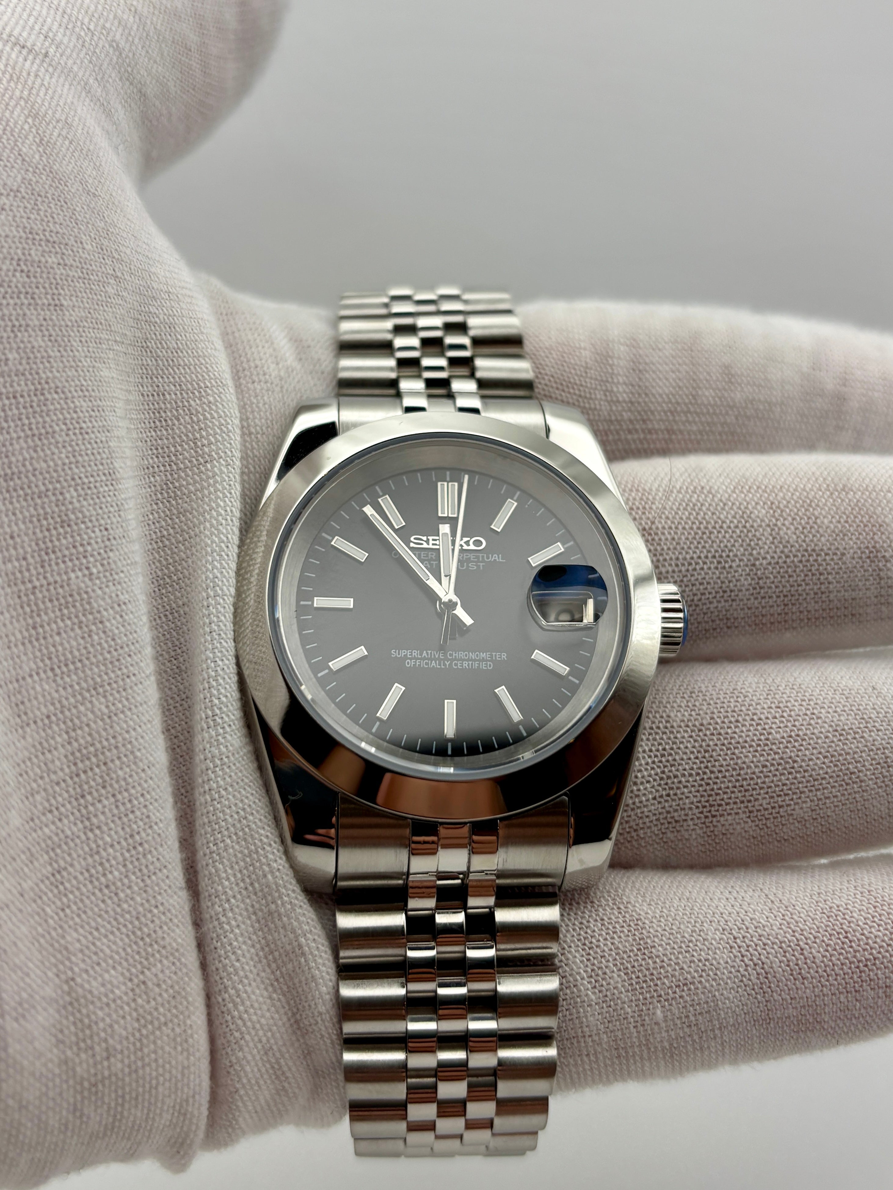 Date Just Stick Dial Noir Smooth