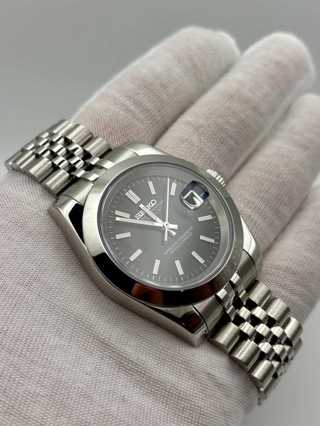 Date Just Stick Dial Noir Smooth