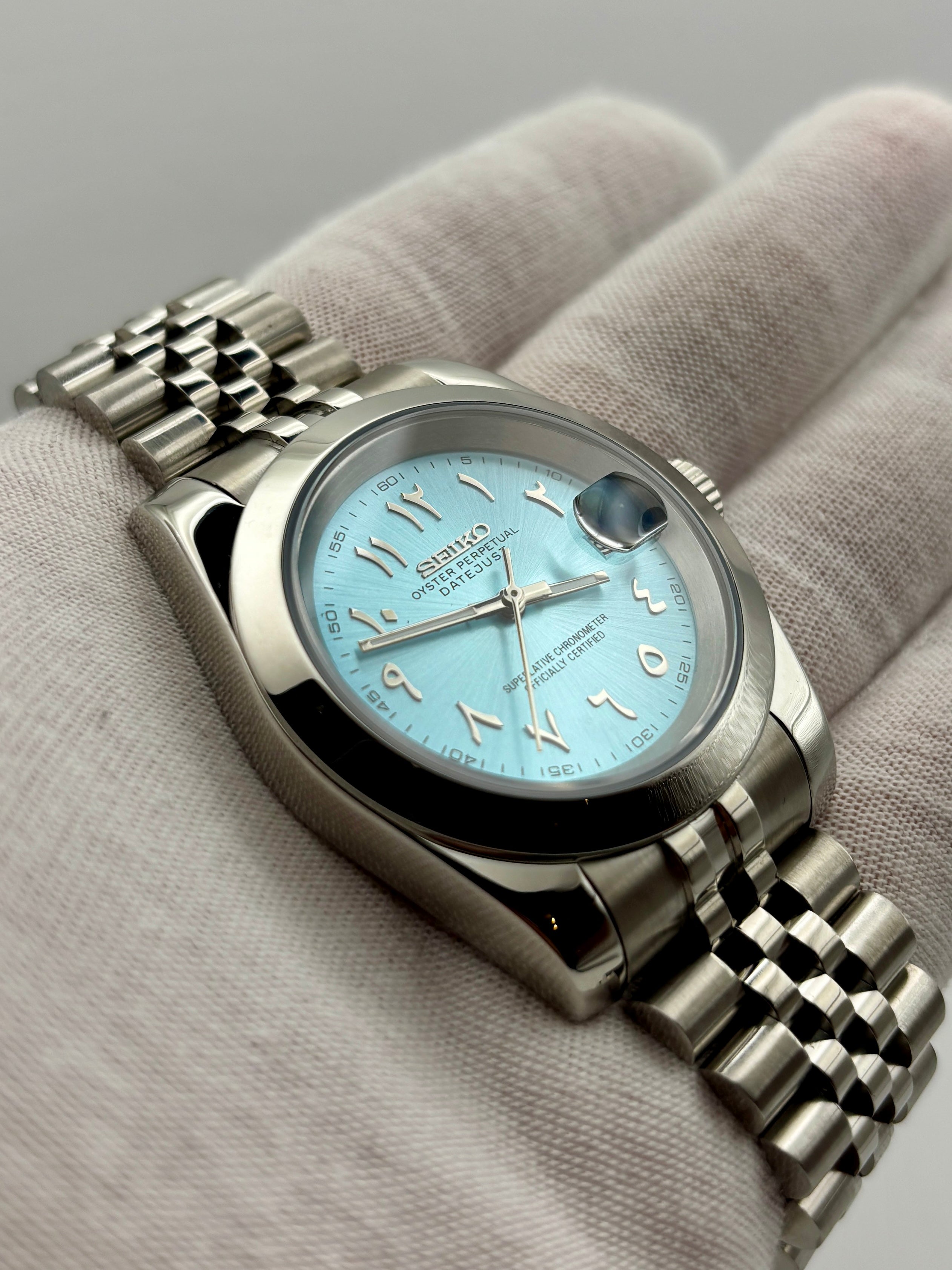Date Just Arabic Dial Tiffany Bleu