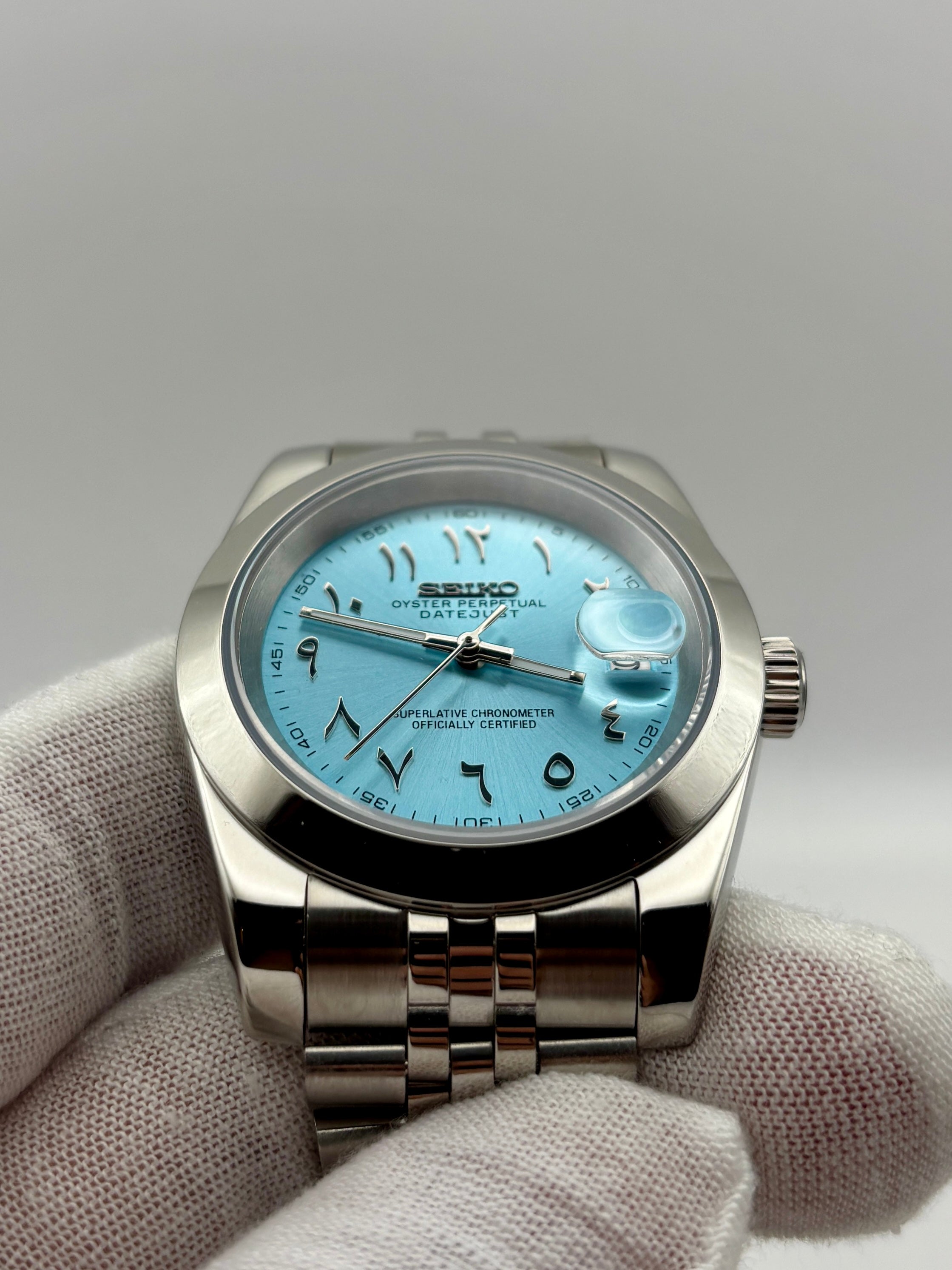 Date Just Arabic Dial Tiffany Bleu