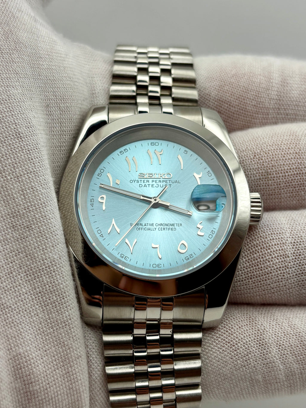 Date Just Arabic Dial Tiffany Bleu
