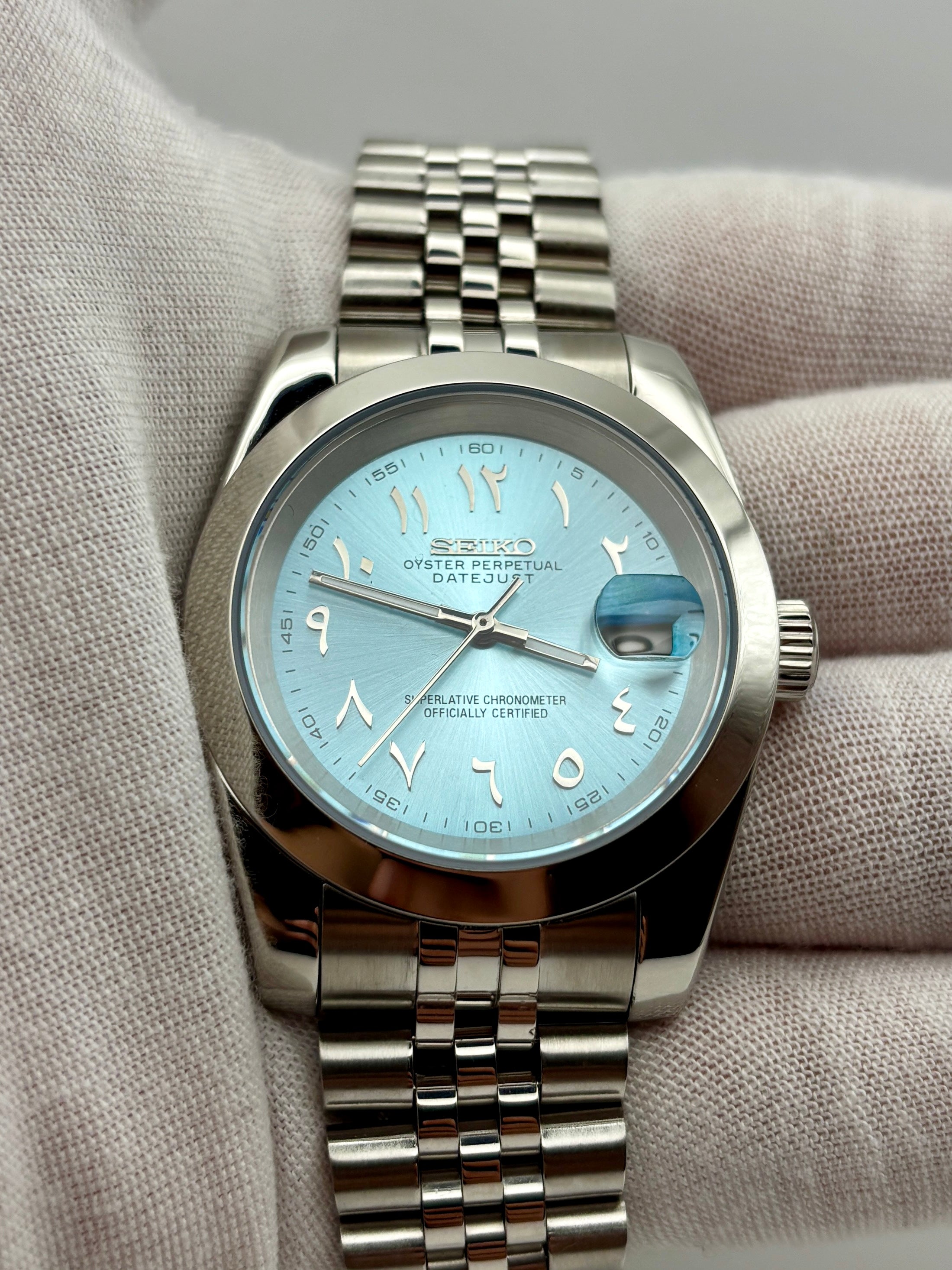 Date Just Arabic Dial Tiffany Bleu
