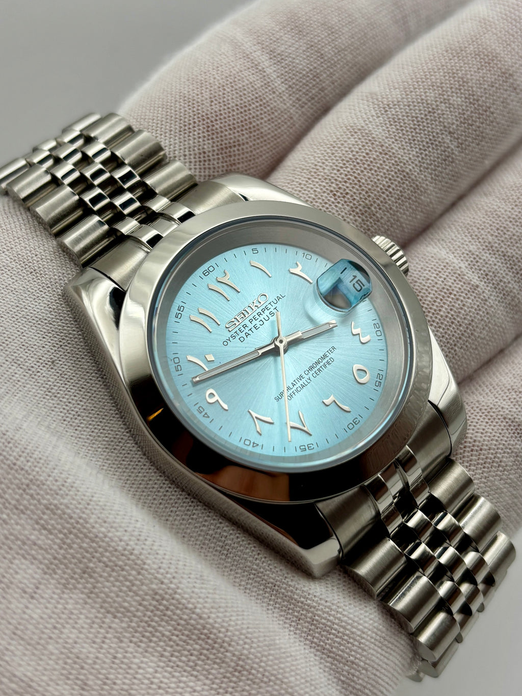 Date Just Arabic Dial Tiffany Bleu