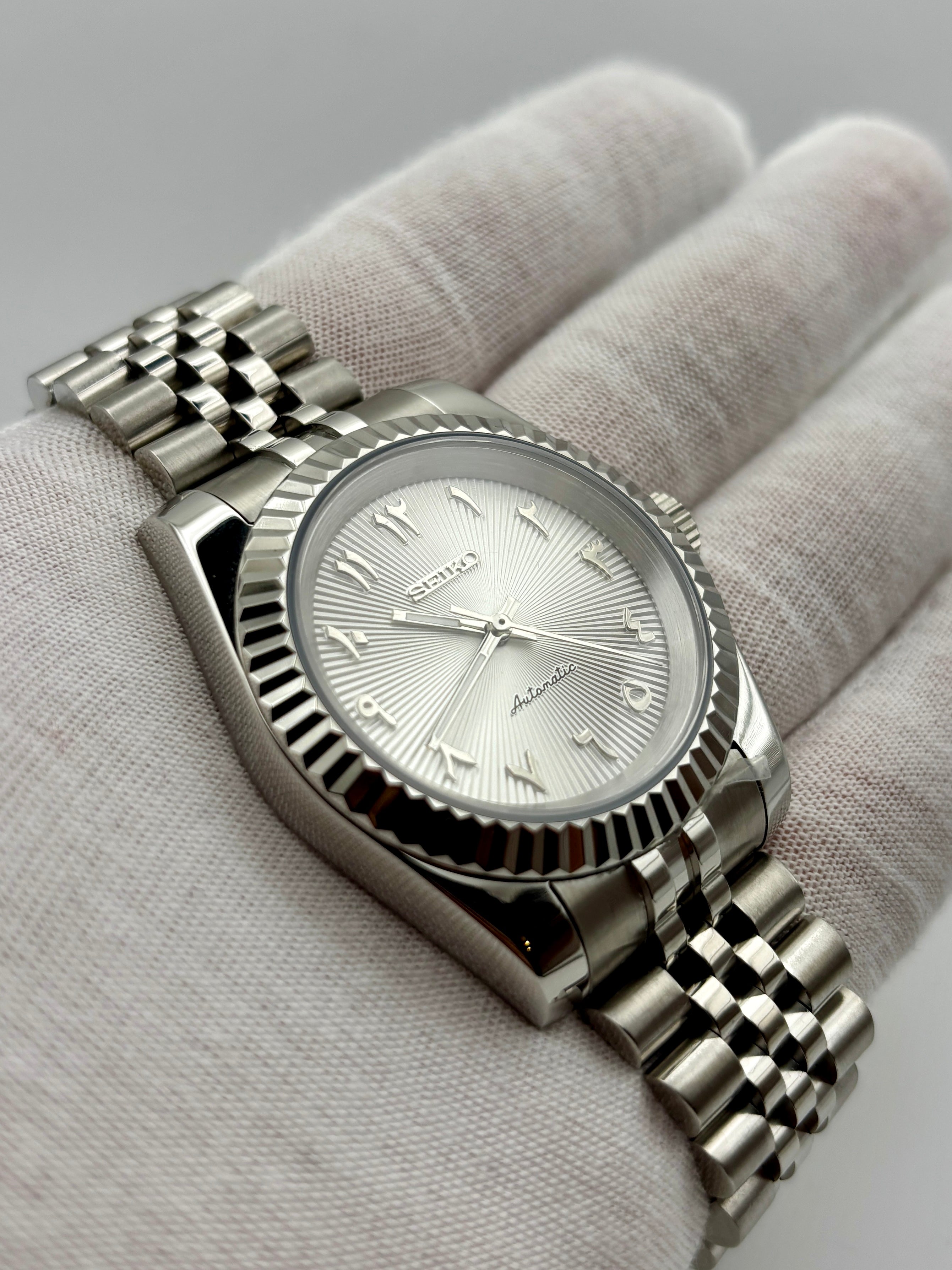 Date Just Arabic Dial Blanc