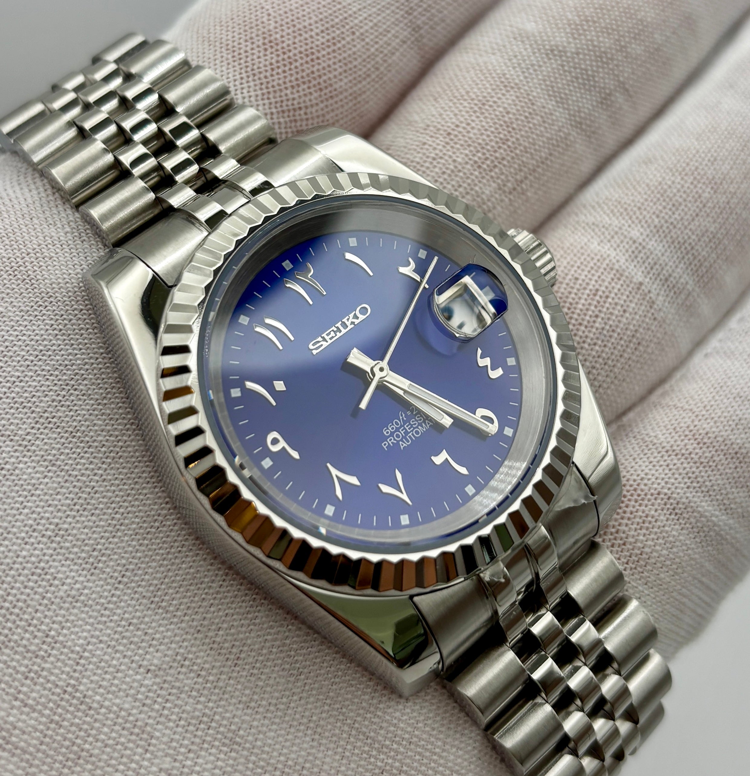 Date Just Arabic Dial Bleu
