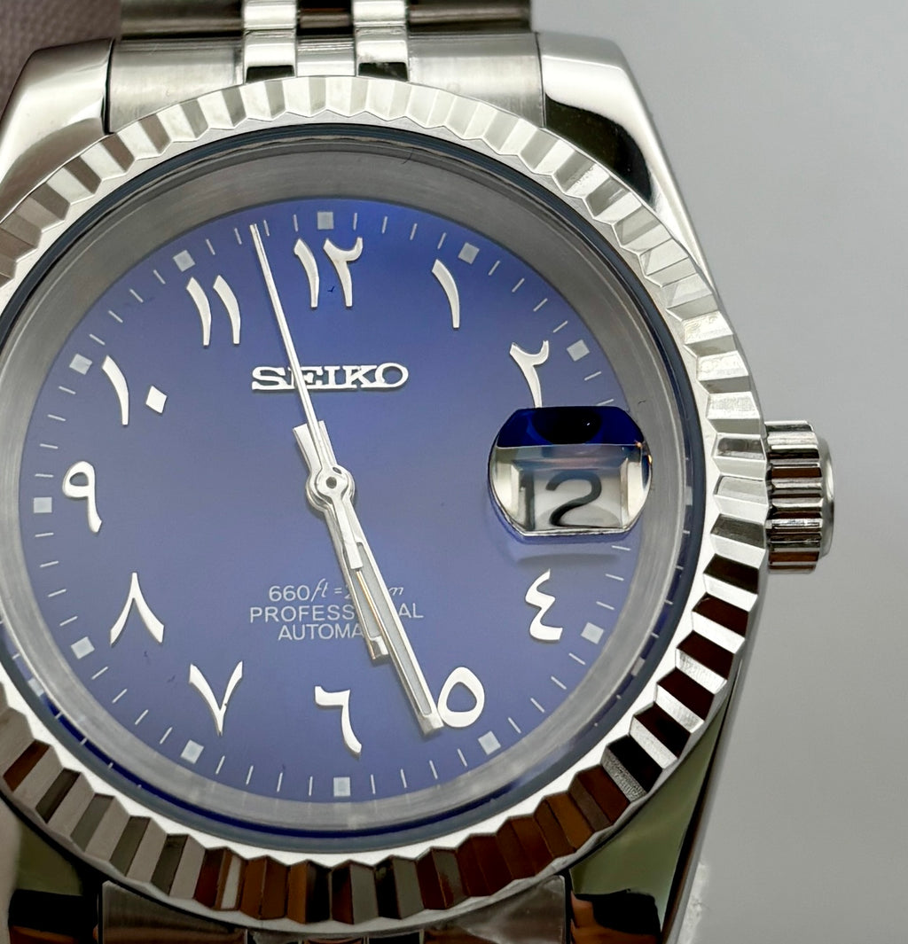 Date Just Arabic Dial Bleu