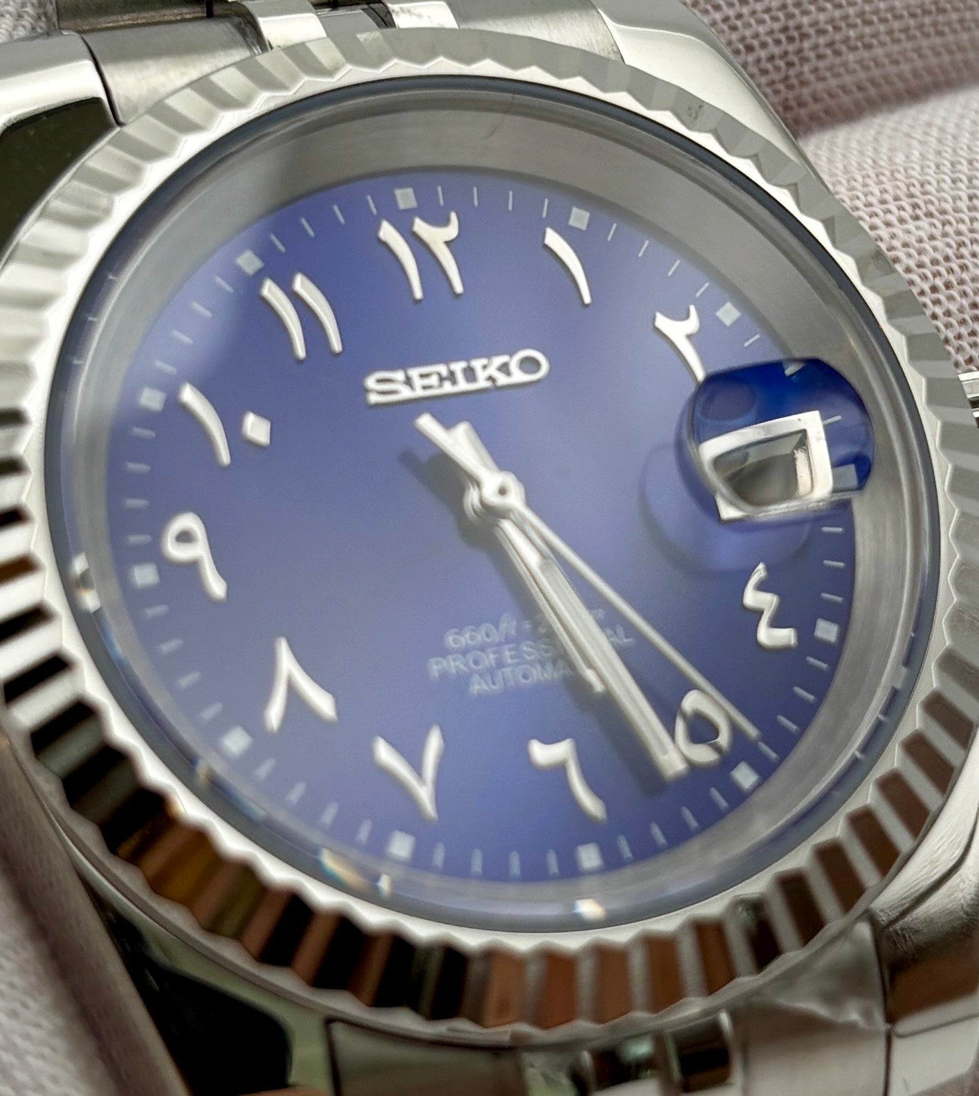 Date Just Arabic Dial Bleu