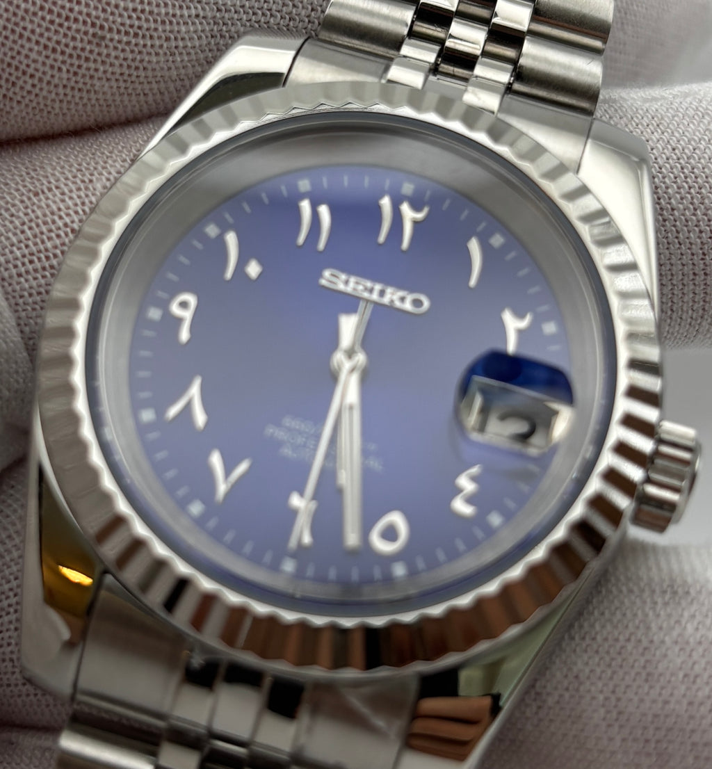 Date Just Arabic Dial Bleu