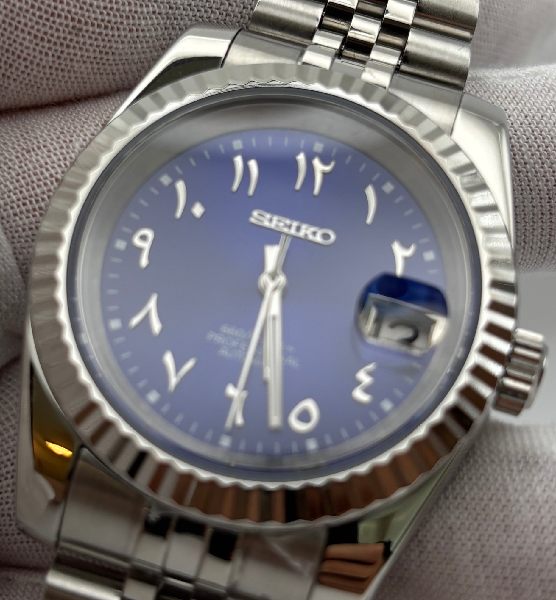 Date Just Arabic Dial Bleu