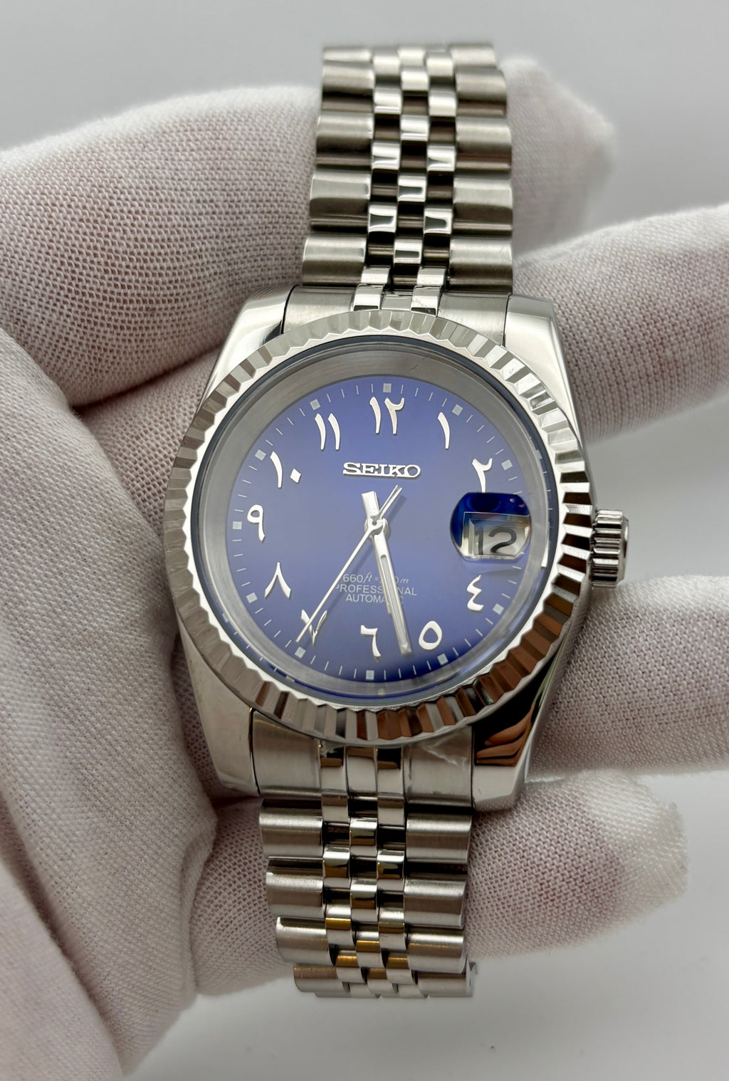 Date Just Arabic Dial Bleu