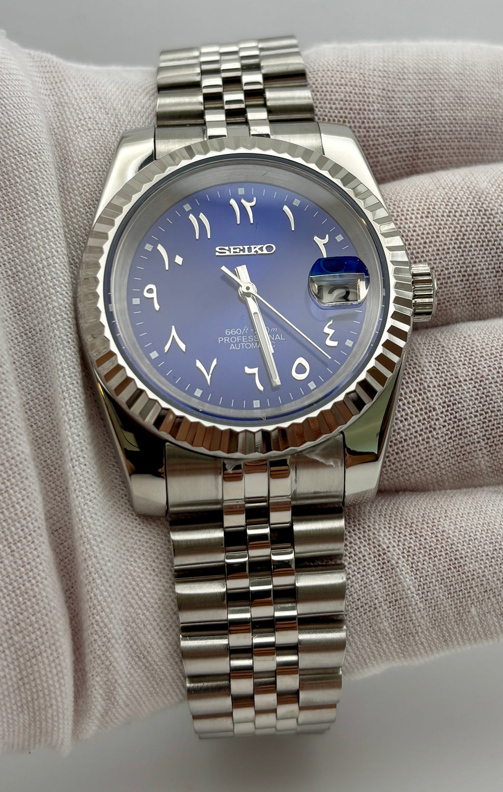 Date Just Arabic Dial Bleu